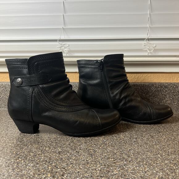 Rockport Black Leather Boots Womens 10 M Zip Up Heel Ankle Bootie Comfort Casual - Picture 3 of 10